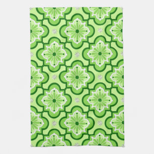 Marokkaans tegelpatroon - Lime Green Theedoek