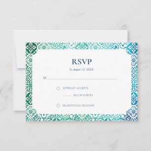 Marokkaans tegelpatroon responskaart RSVP kaartje