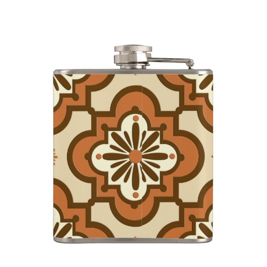 Marokkaans tegelpatroon - Rust en Tan Heupfles (Achterkant)