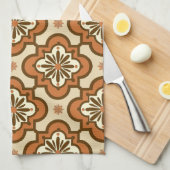 Marokkaans tegelpatroon - Rust en Tan Theedoek (Quarter Fold)