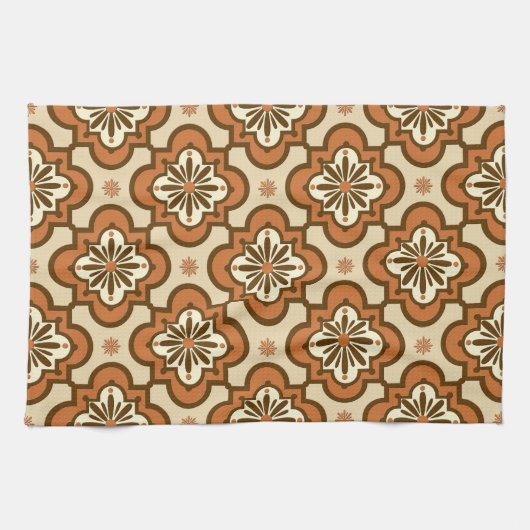 Marokkaans tegelpatroon - Rust en Tan Theedoek (Horizontaal)