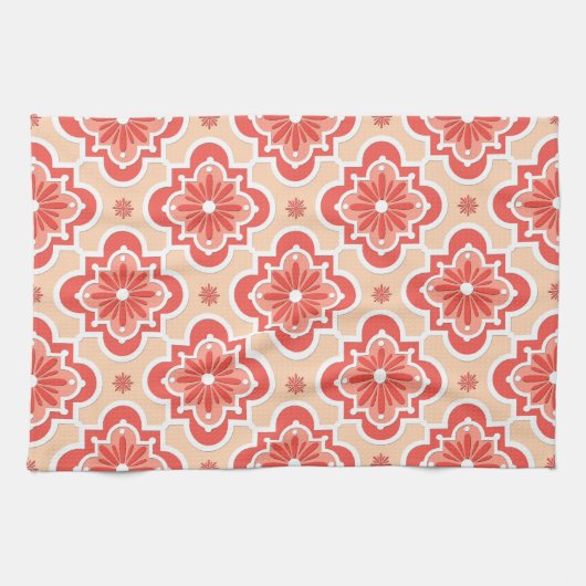 Marokkaans tegelpatroon - schaduwen van koraal Sin Theedoek (Horizontaal)