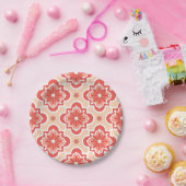 Marokkaans tegelpatroon - Shades van koraal Sinaas Papieren Bordje (Feest)