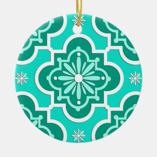 Marokkaans tegelpatroon - Turquoise en Aqua Keramisch Ornament (Voorkant)