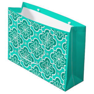 Marokkaans tegelpatroon - Turquoise en Aqua Large Cadeautasje