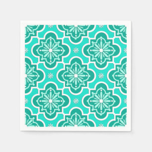 Marokkaans tegelpatroon - Turquoise en Aqua Servetten