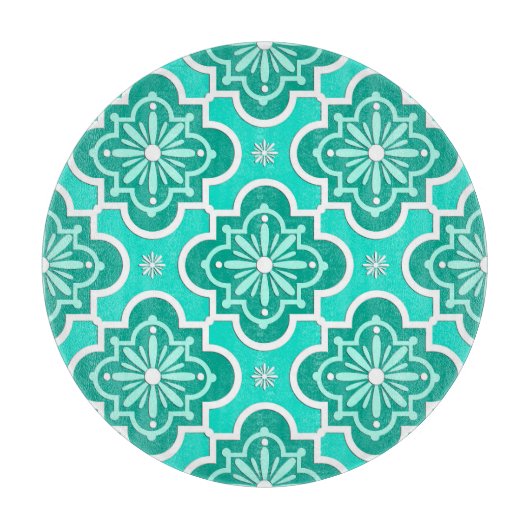 Marokkaans tegelpatroon - Turquoise en Aqua Snijplank (Voorkant)