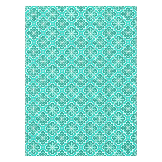 Marokkaans tegelpatroon - Turquoise en Aqua Tafelkleed (Voorkant)