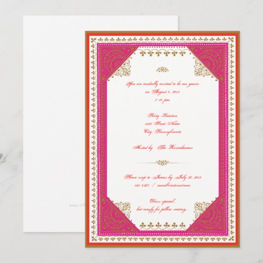 Marokkaans thema feest uitnodiging (Voorkant / Achterkant)