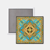Marokkaans Tile Blue-groen goud Magneet (Voorkant / Achterkant)