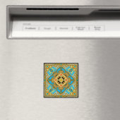 Marokkaans Tile Blue-groen goud Magneet (Insitu (Vaatwasser))