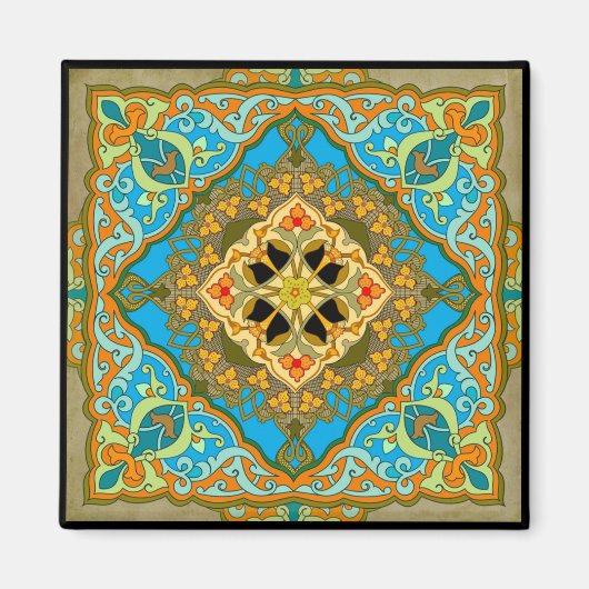 Marokkaans Tile Blue-groen goud Magneet (Voorkant)
