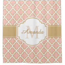 Marokkaans Tile Pattern Classy Pink Coral Monogram