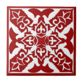 Marokkaans Tile Pattern, Deep Red en White Tegeltje (Voorkant)