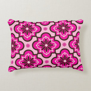 Marokkaans Tile Pattern, Fuchsia Pink en Black Accent Kussen
