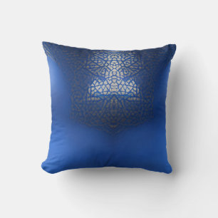 Marokkaans traliewerk blauw indigoblauw geometrisc kussen