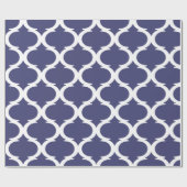 Marokkaans Trellis Navy Blue White Lattice Pattern Cadeaupapier (Vlak)