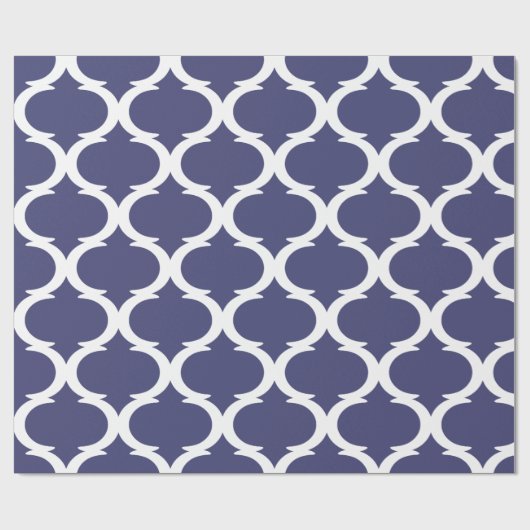 Marokkaans Trellis Navy Blue White Lattice Pattern Cadeaupapier (Vlak)