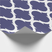 Marokkaans Trellis Navy Blue White Lattice Pattern Cadeaupapier (Hoek)