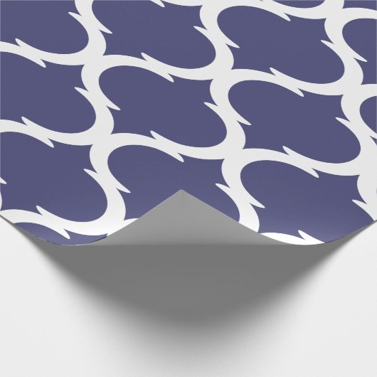 Marokkaans Trellis Navy Blue White Lattice Pattern Cadeaupapier (Hoek)