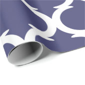 Marokkaans Trellis Navy Blue White Lattice Pattern Cadeaupapier (Rol Hoek)