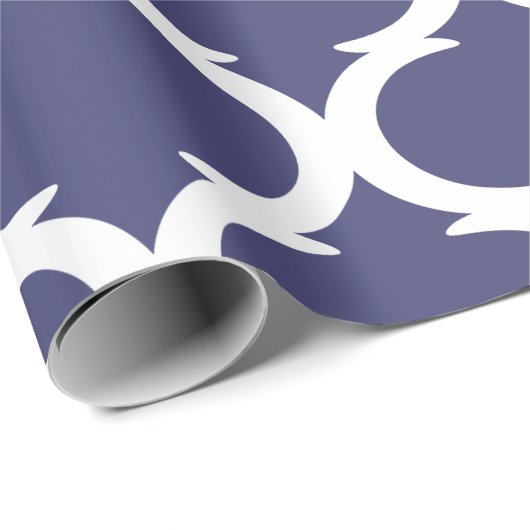 Marokkaans Trellis Navy Blue White Lattice Pattern Cadeaupapier (Rol Hoek)