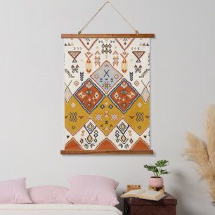 Marokkaans Tribal Geometrisch Volkskunstpatroon Hangend Wandkleed