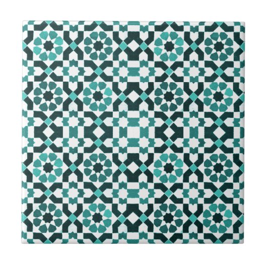 Marokkaans Turquoise Pattern Tegeltje (Voorkant)