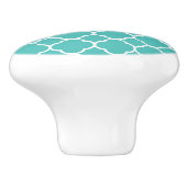 Marokkaans Turquoise Vierbladig Patroon Monogram Keramische Knop (Zijkant)