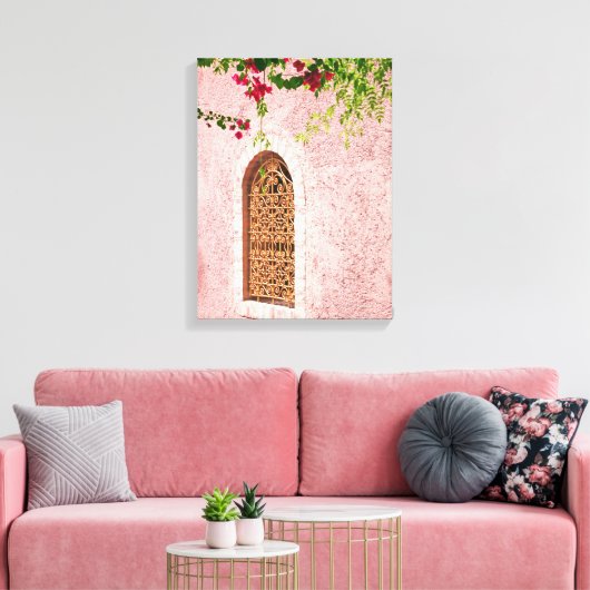 Marokkaans venster roze canvas afdruk (Insitu (Woonkamer))