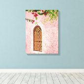 Marokkaans venster roze canvas afdruk (Insitu (Houten vloer))