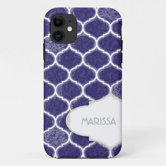 Marokkaans Vierbladig Traliewerk Antiek Afgeleefd Case-Mate iPhone Case (Achterkant)
