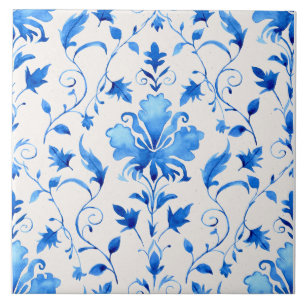 Marokkaans Vierpas Blauw en Wit Marmer Tegeltje