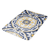 Marokkaans vivid blauw geel, ingewikkeld geometris badmat (Gekanteld)