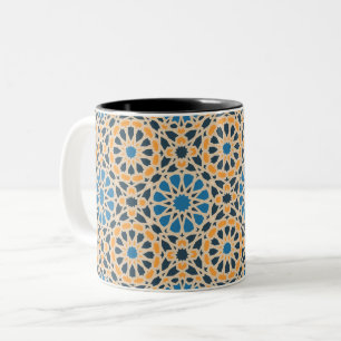 Marokkaans Zellige Geometrisch Patroon Tweekleurige Koffiemok
