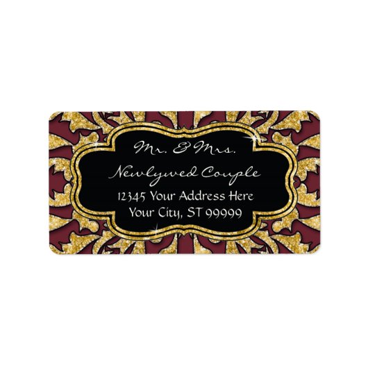 Marokkaans zwembad Gold Glitter Elegant Wedding Etiket (Voorkant)