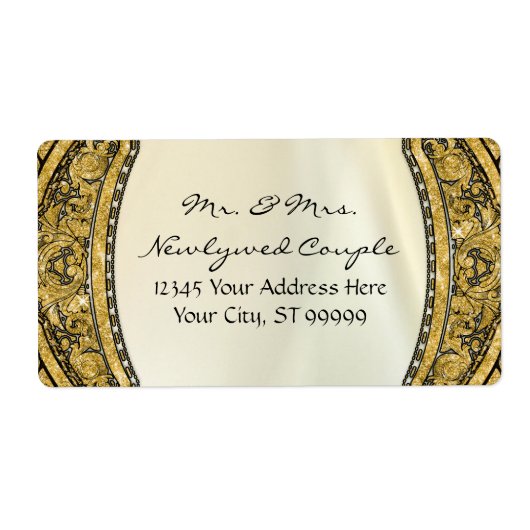 Marokkaans zwembad Gold Glitter Elegant Wedding Etiket (Voorkant)