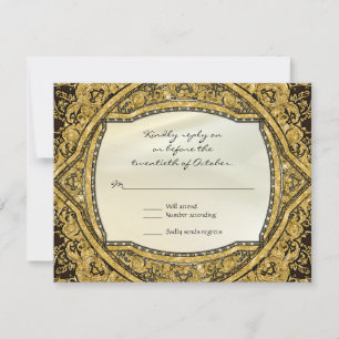 Marokkaans zwembad Gold Glitter Elegant Wedding RSVP Kaartje