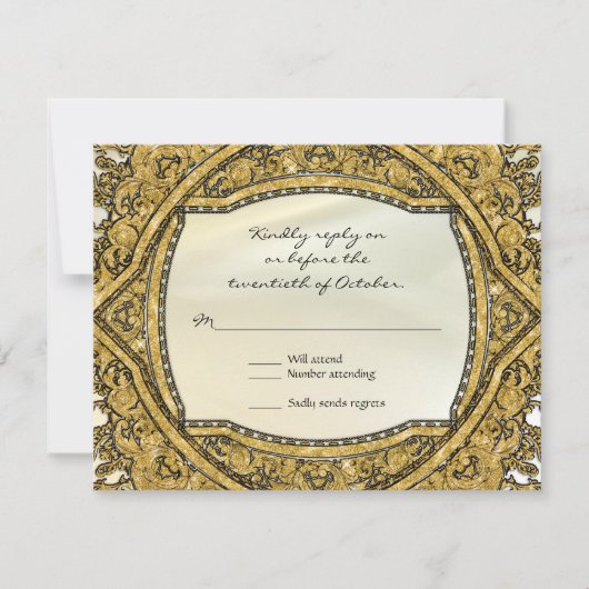 Marokkaans zwembad Gold Glitter Elegant Wedding RSVP Kaartje (Voorkant)