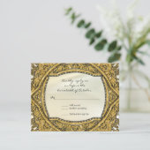 Marokkaans zwembad Gold Glitter Elegant Wedding RSVP Kaartje (Staand voorkant)
