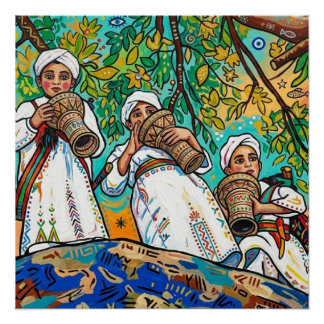 Marokkaanse Ahwash Amazigh Folk Art Glanzend Perfect Poster
