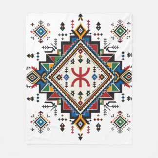 Marokkaanse Amazigh Borduurwerk Vliesdeken | Tradi Fleece Deken