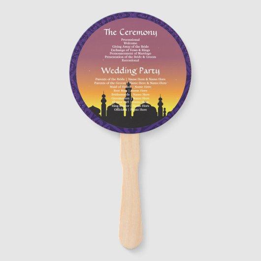 Marokkaanse Arabische Nachten Trouwprogramma Hand  Handwaaier (Achterkant)