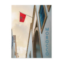 Marokkaanse architectuur met vlag, reisfoto