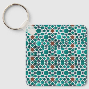 Marokkaanse Art Button Square Sleutelhanger