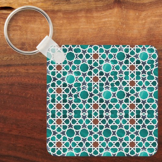 Marokkaanse Art Button Square Sleutelhanger (Voorkant)