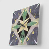 Marokkaanse Art Deco Batik Monogramed Vierkante Klok (Hoek)