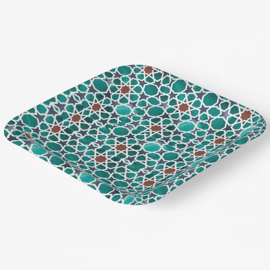 Marokkaanse Art Square papieren Borden Papieren Bordje (Gebogen)