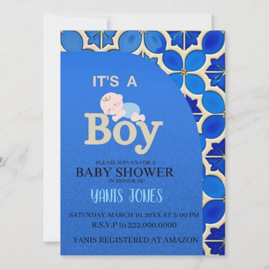 Marokkaanse baby boy shower uitnodiging (Voorkant)