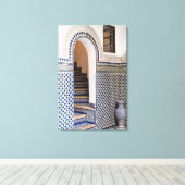 Marokkaanse betegelde deuropening canvas afdruk (Insitu (Houten vloer))